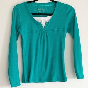 Arizona Split V Neck Long Sleeve Sweatshirt Green